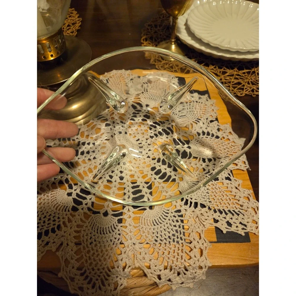 Vintage Anchor Hocking Swedish Modern Clear Glass Bowl